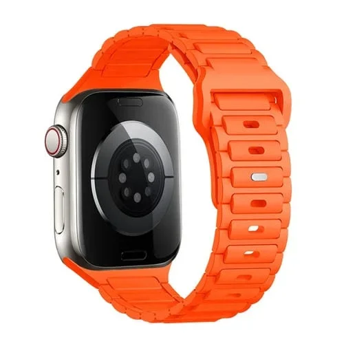 Correa de Silicona con Hebilla de Tres Cuentas para Apple Watch Se 44mm (Naranja)