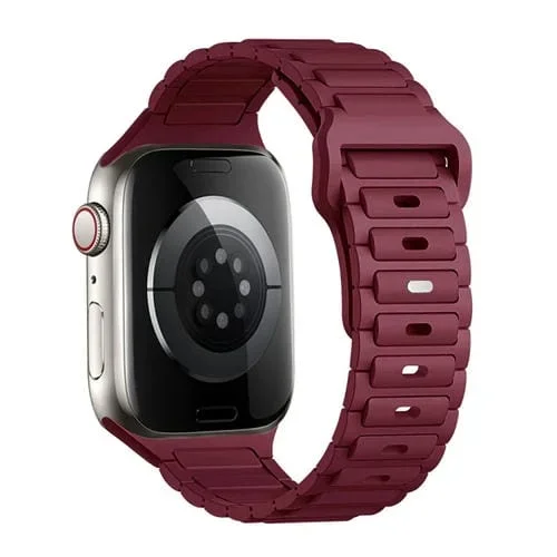 Correa de Silicona con Hebilla para Apple Watch Se 2022 44mm (Rojo Vino)