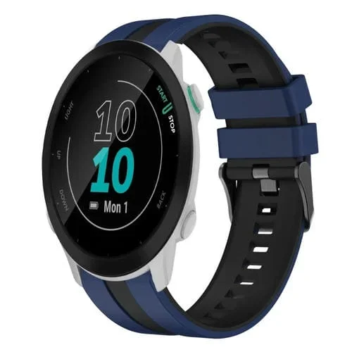 Correa de Silicona Deportiva Garmin Forerunner 55 20mm (Azul y Negro)