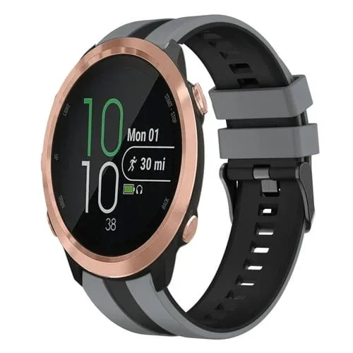 Correa de Silicona Deportiva Garmin Forerunner 645 Music 20mm (Gris y Negro)