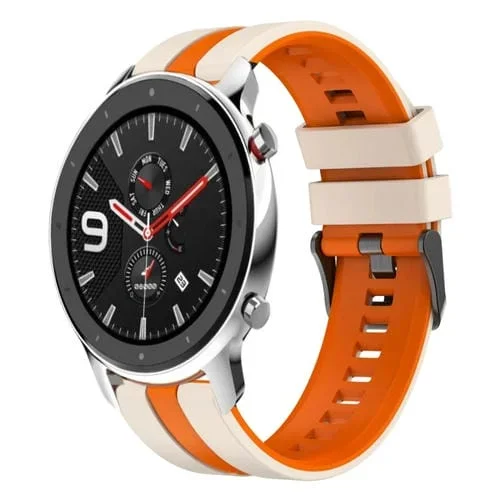 Correa de Silicona Deportiva para Amazfit GTR 4 22mm (Starlight + Naranja)
