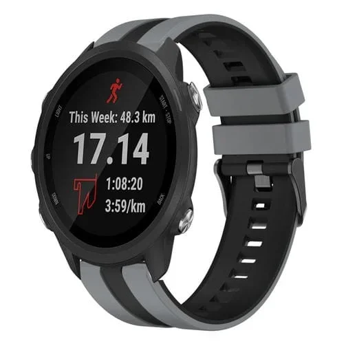 Correa de Silicona Deportiva para Garmin Forerunner 245 Music 20mm (Gris + Negro)