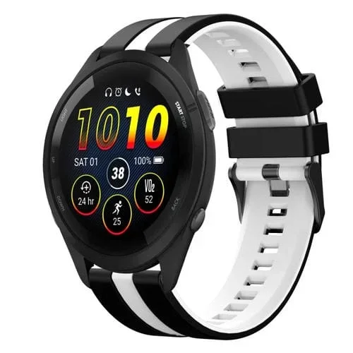 Correa de Silicona Deportiva para Garmin Forerunner 265 de 22mm (Negro + Blanco)