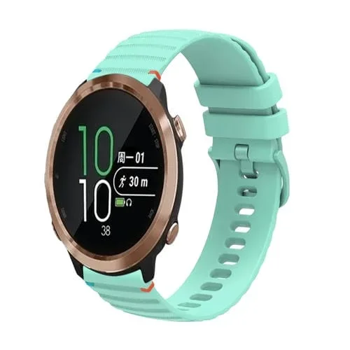Correa de Silicona Garmin Forerunner 645 Music 20mm con Costuras Onduladas (Verde Azulado)