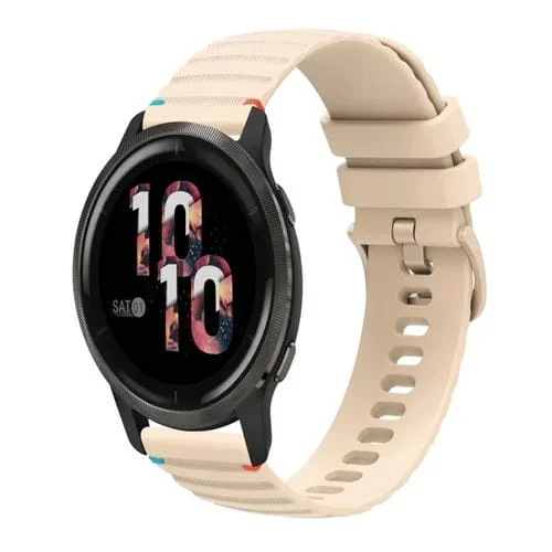 Correa de Silicona Garmin Venu 2 22mm con Puntadas Onduladas y Puntos (Crema)