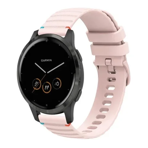 Correa de Silicona Garmin Vivoactive 4 22mm con Puntadas Onduladas y Puntos (Rosa)
