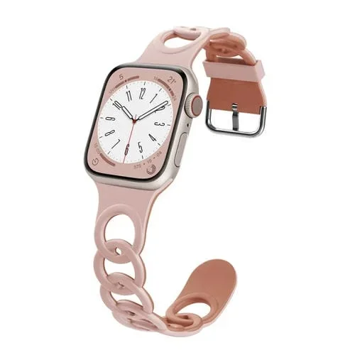 Correa de Silicona Hueca Donut para Apple Watch Series 9 41mm (Rosa Gris)