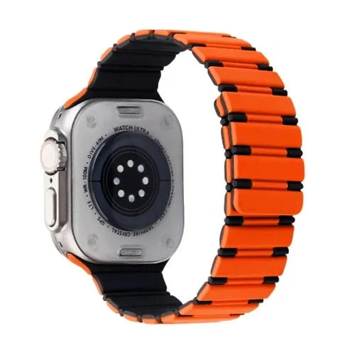 Correa de Silicona Magnética Bicolor para Apple Watch Ultra 49mm (Naranja Negro)