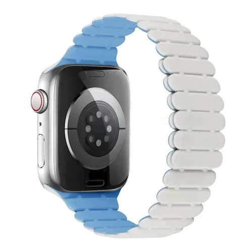 Correa de Silicona Magnética para Apple Watch Se 2022 40mm (Azul Niebla Blanca)