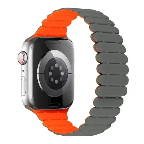 Correa de Silicona Magnética para Apple Watch SE 44mm (Gris Naranja)