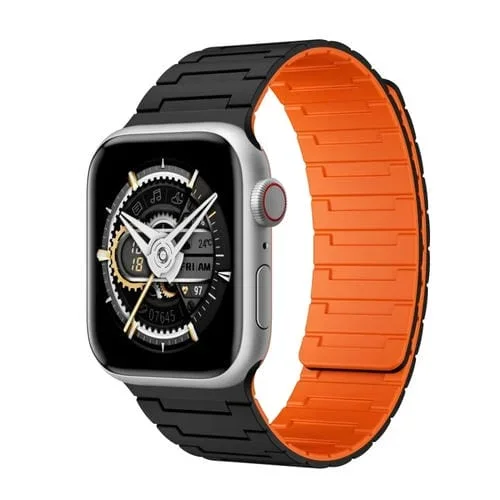 Correa de Silicona Magnética para Apple Watch Series 3 de 42mm (Negra y Naranja)