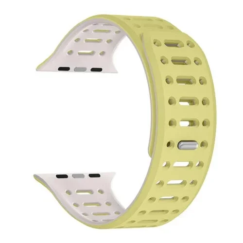 Correa de Silicona Magnética Un Solo Pasador Apple Watch Series 9 45mm (Gris Amarillento)