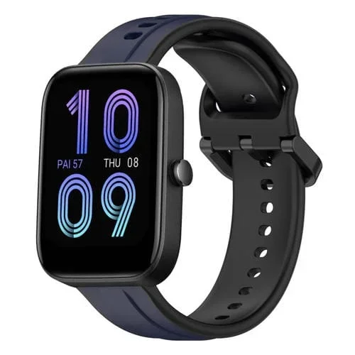 Correa de Silicona para Amazfit Bip 3 con Bucle Convexo 20mm (Azul Medianoche + Negro)