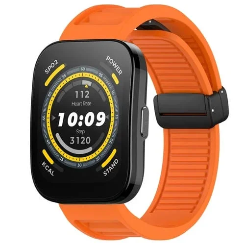 Correa de Silicona para Amazfit Bip 5 con Hebilla Magnética Plegable de 22mm (Naranja)