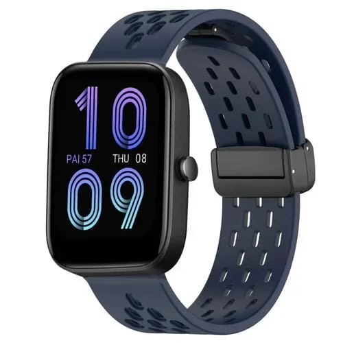 Correa de Silicona para Amazfit Bip3 con Cierre Magnético Plegable 20mm (Azul Medianoche)