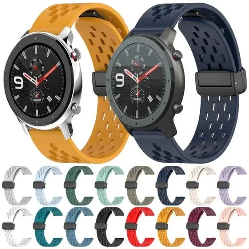 Correa de Silicona para Amazfit GTR 2 con Cierre Magnético Plegable 22mm (Azul Medianoche)