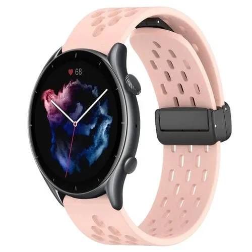 Correa de Silicona para Amazfit GTR 3 con Cierre Magnético Plegable de 22mm (Rosa)