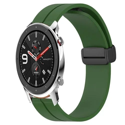 Correa de Silicona para Amazfit GTR 42mm 20mm con Cierre Magnético (Verde Militar)