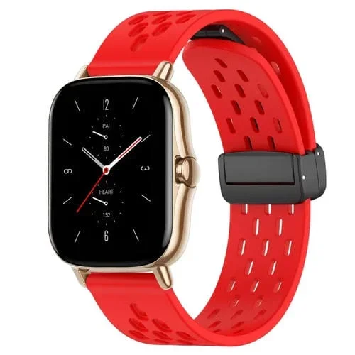 Correa de Silicona para Amazfit GTS 2 con Cierre Magnético Plegable 20mm (Rojo)