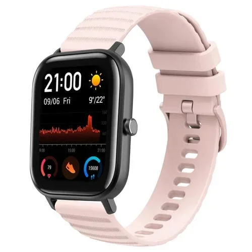 Correa de Silicona para Amazfit GTS 20mm con Patrón de Puntos Ondulados (Rosa)