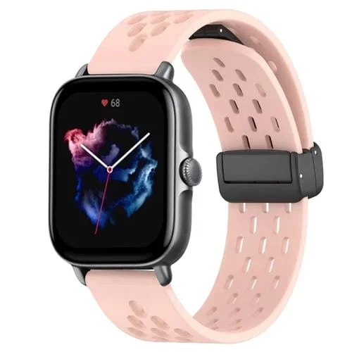Correa de Silicona para Amazfit GTS 3 con Cierre Magnético Plegable de 20mm (Rosa)
