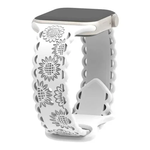 Correa de Silicona para Apple Watch Se 2022 40mm con Relieve de Girasol (Blanco)
