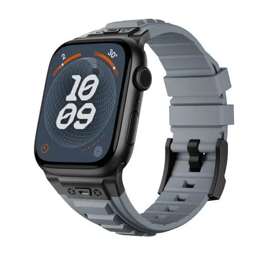 Correa de Silicona para Apple Watch Se 2022 44mm con Conector de Metal (Hebilla Gris + Negra)
