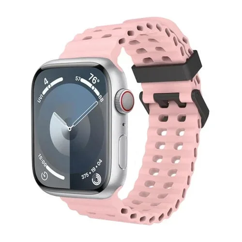 Correa de Silicona para Apple Watch Se 2022 44mm con Dos Agujeros Diseño Océano (Rosa Vintage)