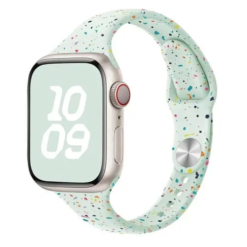 Correa de Silicona para Apple Watch SE 2022 44mm con Puntos Coloridos (Menta Clara)