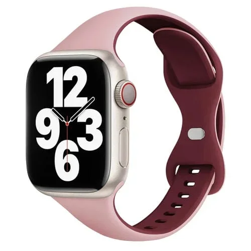 Correa de Silicona para Apple Watch SE 40mm con Hebilla de Mariposa (Rojo Vino Rosa)