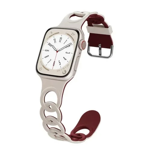 Correa de Silicona para Apple Watch Series 3 42mm (Rojo Vino Starlight)