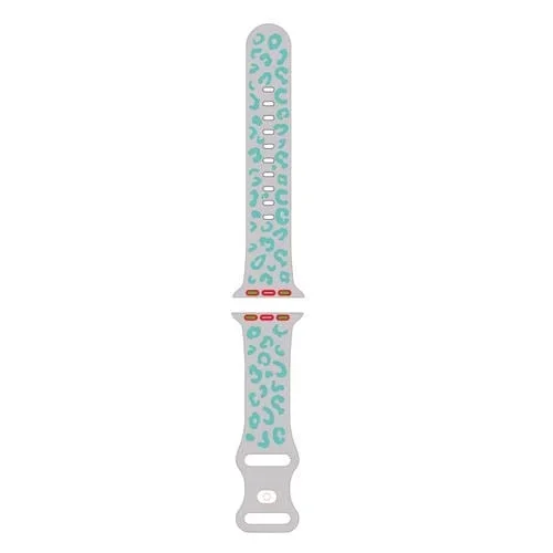 Correa de Silicona para Apple Watch Series 4 44mm con Estampado de Leopardo Cóncavo (Gris Cian)