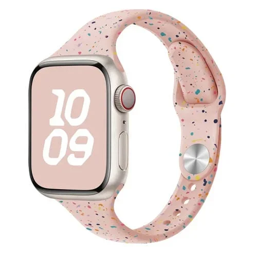 Correa de Silicona para Apple Watch Series 8 41mm con Puntos Coloridos (Arena Rosa)