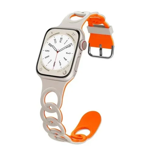 Correa de Silicona para Apple Watch Series 8 41mm (Naranja Luz de Estrellas)