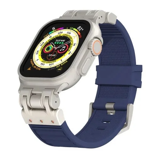 Correa de Silicona para Apple Watch Ultra 2 49mm a Cuadros Mecha Metal (Azul Medianoche)