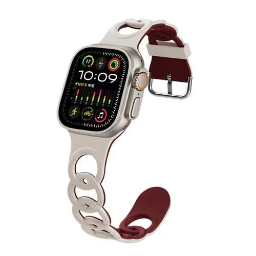 Correa de Silicona para Apple Watch Ultra 2 49mm (Rojo Vino Starlight)