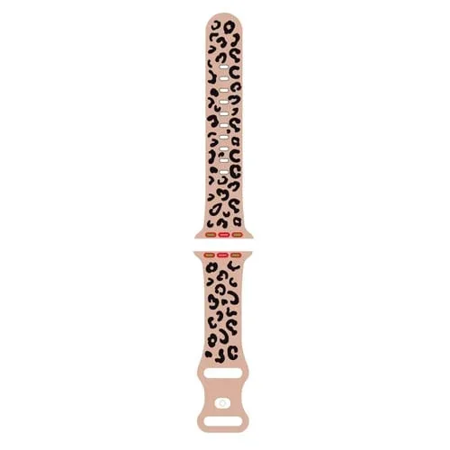 Correa de Silicona para Apple Watch Ultra 49mm con Estampado de Leopardo Cóncavo (Té con Leche Negro)