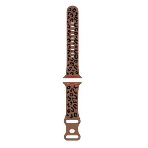 Correa de Silicona para Apple Watch Ultra 49mm con Estampado Leopardo Cóncavo (Marrón Negro)