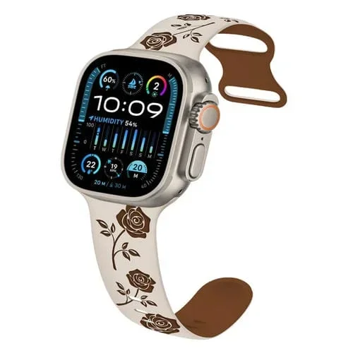 Correa de Silicona para Apple Watch Ultra 49mm Grabada Rosa Dos Colores (Starlight Caramel)