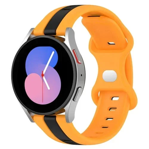 Correa de Silicona para Coros Apex 46mm, Apex Pro y Ticwatch Pro 3 22mm con Hebilla de Mariposa (Negro + Amarillo)