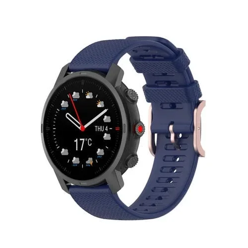 Correa de Silicona para Coros Apex 46mm y Apex Pro con Hebilla Cuadrada Oro Rosa (Azul Medianoche)