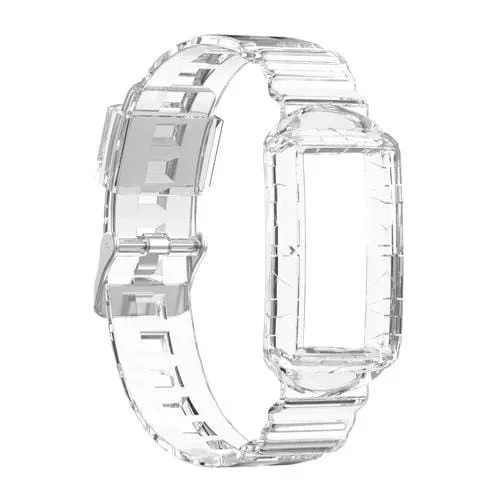 Correa de Silicona para Fitbit Care 3 Se con Armadura Corporal (Transparente)