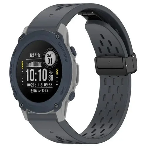 Correa de Silicona para Garmin Descent G1 con Hebilla Plegable Magnética y Orificios 22mm (Gris Oscuro)