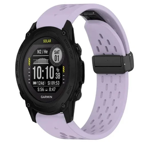 Correa de Silicona para Garmin Descent G1 Solar 22mm con Orificio y Hebilla Plegable (Púrpura)