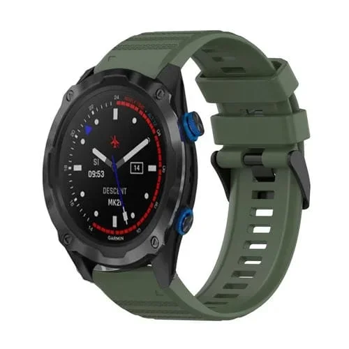 Correa de Silicona para Garmin Descent Mk 2I 26mm con Textura Horizontal (Verde Militar)