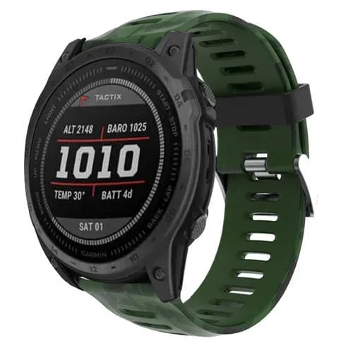 Correa de Silicona para Garmin Epix Pro 51mm con Estampado Camuflaje (Verde Militar + Camuflaje Militar)