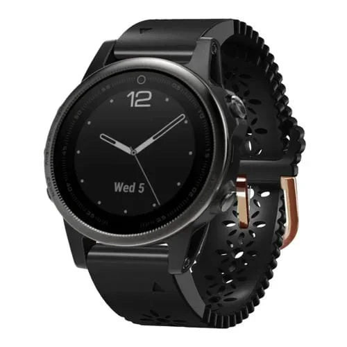Correa de Silicona para Garmin Fenix 5S 20mm con Punzón de Encaje (Negro)