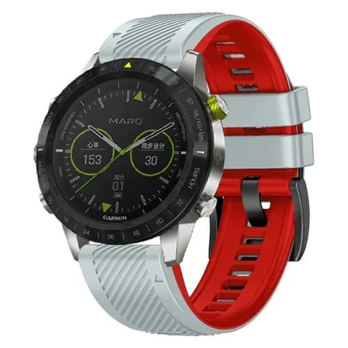 Correa de Silicona para Garmin Fenix 7 con Liberación Rápida y Diseño de Dos Colores Sarga (Gris Claro y Rojo)