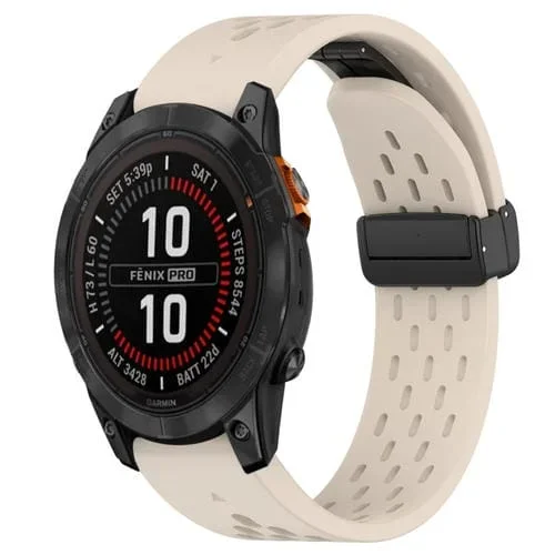 Correa de Silicona para Garmin Fenix 7S con Orificio y Hebilla Plegable 20mm (Starlight)