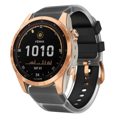 Correa de Silicona para Garmin Fenix 7S Glacier Clear de Dos Colores (Negro)